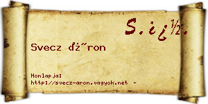 Svecz Áron névjegykártya